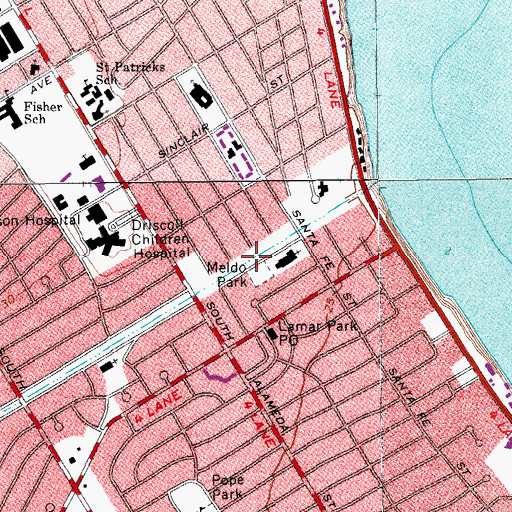 Topographic Map of Meldo Park, TX