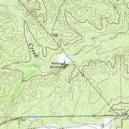 Topographic Map of Melones Windmill, TX