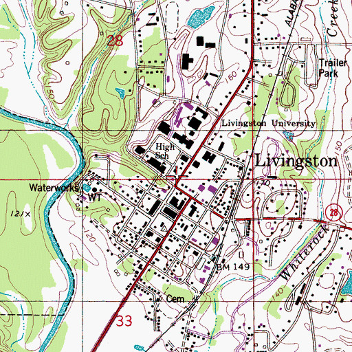 Topographic Map of First Presbyterian Church, AL