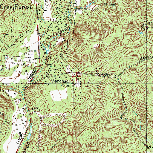 Topographic Map of Menchaca Cemetery, TX