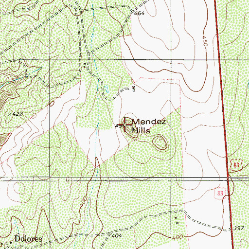 Topographic Map of Mendez Hills, TX