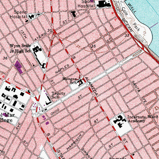 Topographic Map of Menger School, TX