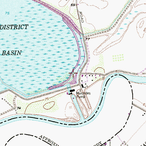 Topographic Map of Mercedes District Settling Basin, TX