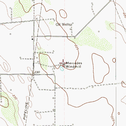 Topographic Map of Mercedes Windmill, TX