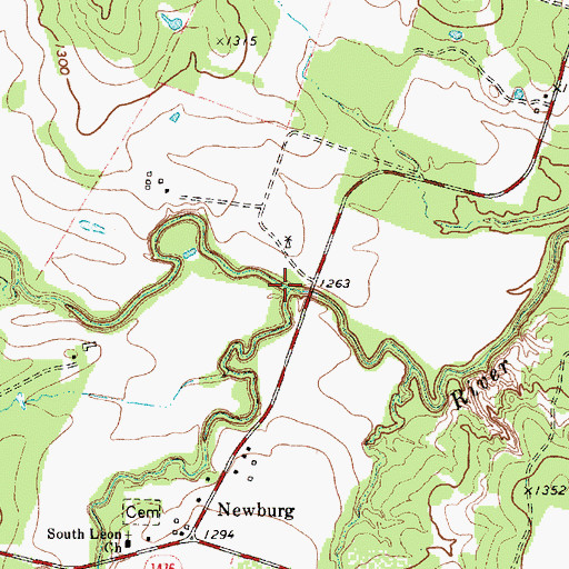 Topographic Map of Mercer Creek, TX