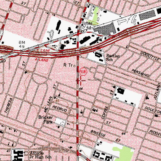 Topographic Map of Mercy Hospital, TX