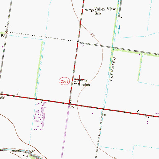 Topographic Map of Mercy Mission, TX