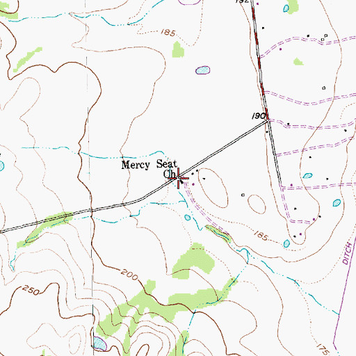 Topographic Map of Mercy Seat Church, TX