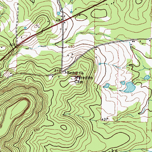 Topographic Map of Meredith Cemetery, TX