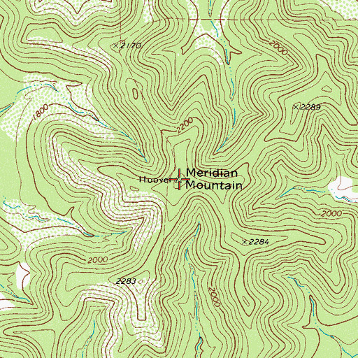 Topographic Map of Meridian Mountain, TX