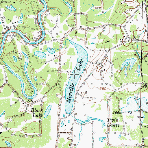 Topographic Map of Merrills Lake, TX