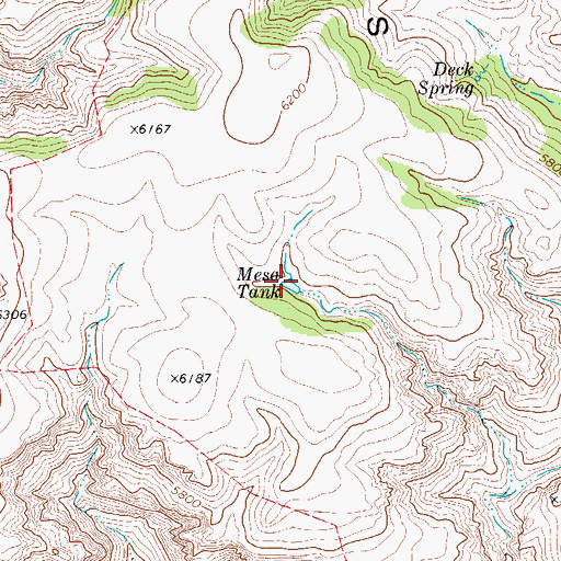 Topographic Map of Mesa Tank, TX