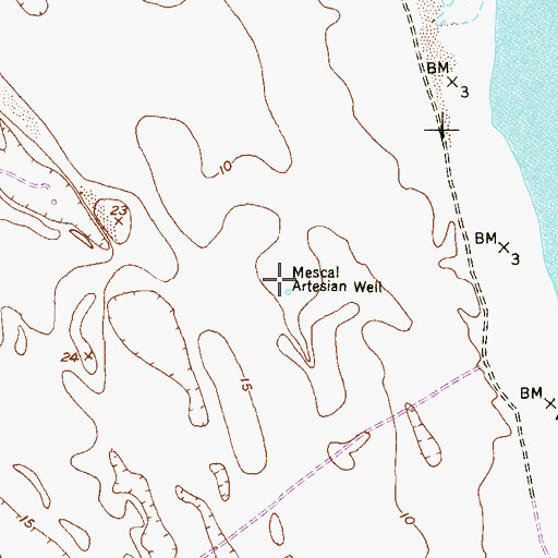 Topographic Map of Mescal Artesian Well, TX
