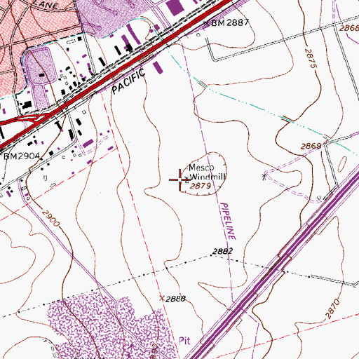 Topographic Map of Mesco Windmill, TX