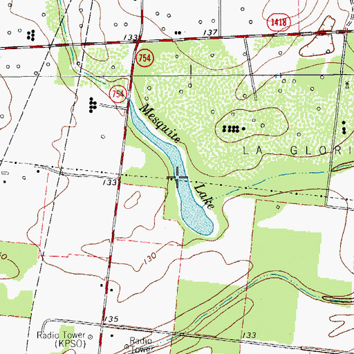 Topographic Map of Mesquite Lake, TX