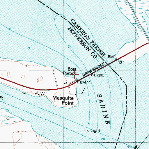 Topographic Map of Mesquite Point, TX