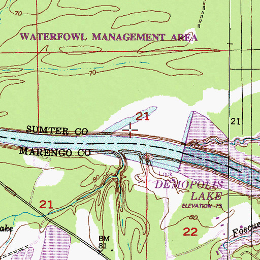 Topographic Map of Gardners Bluff, AL