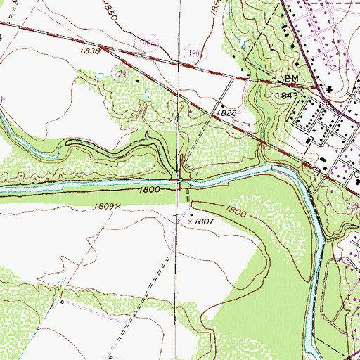 Topographic Map of Messbox Creek, TX