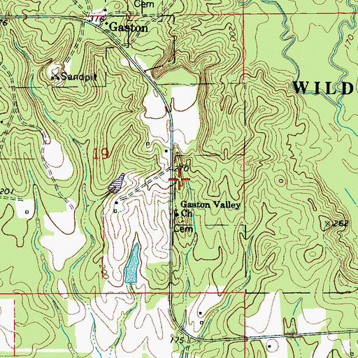 Topographic Map of Gaston Valley, AL