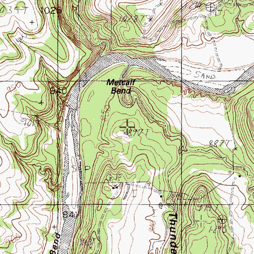 Topographic Map of Metcalf Bend, TX