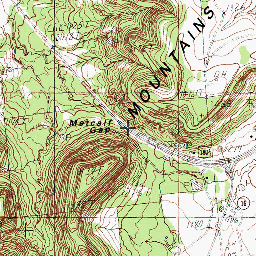 Topographic Map of Metcalf Gap, TX