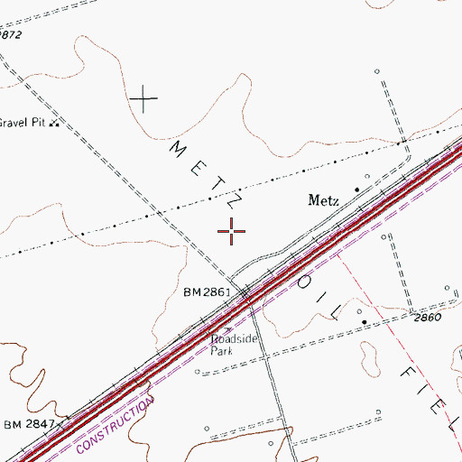 Topographic Map of Metz Oil Field, TX