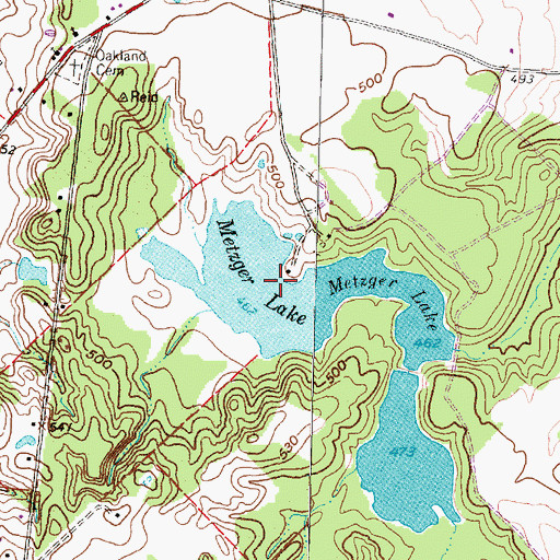 Topographic Map of Metzger Lake, TX