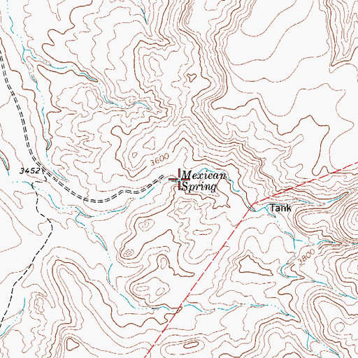 Topographic Map of Mexican Spring, TX