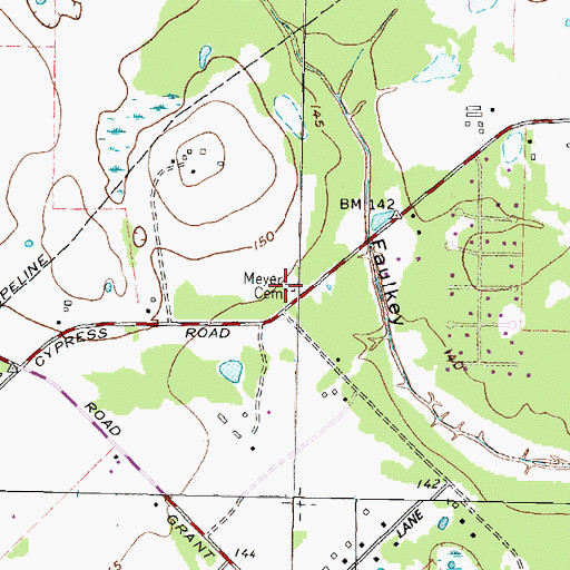 Topographic Map of Meyer Cemetery, TX