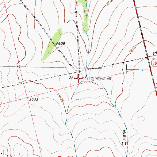 Topographic Map of Meyers Windmill, TX