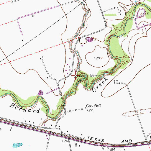 Topographic Map of Middle Bernard Cemetery, TX