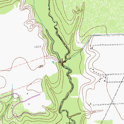 Topographic Map of Middle Bernard Creek, TX