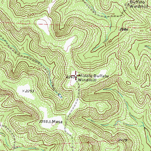 Topographic Map of Middle Buffalo Windmill, TX