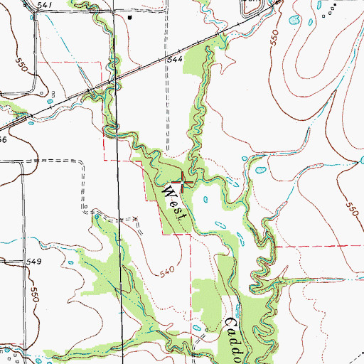 Topographic Map of Middle Caddo Creek, TX