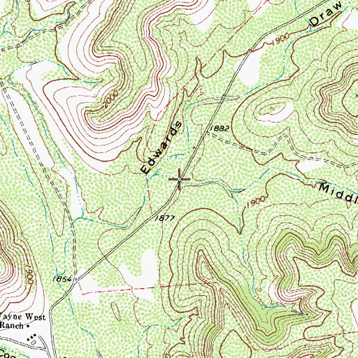 Topographic Map of Middle Draw, TX