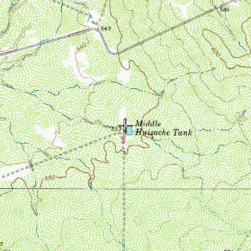 Topographic Map of Middle Huisache Tank, TX