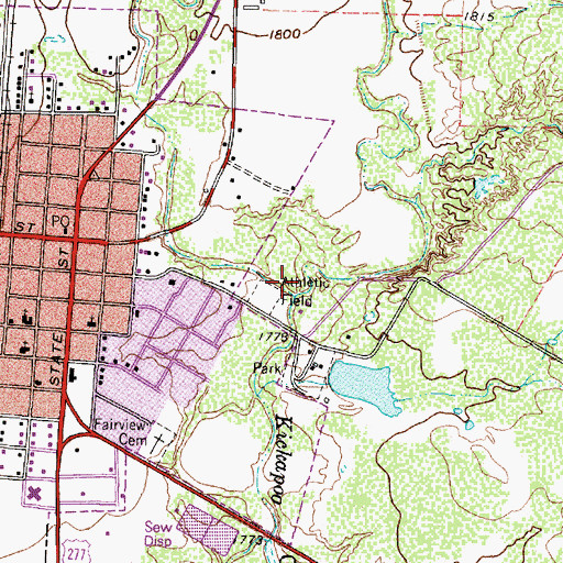 Topographic Map of Middle Kickapoo Creek, TX