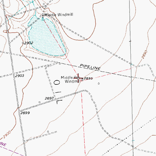 Topographic Map of Middle Pen Windmill, TX