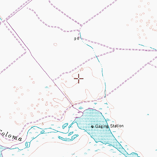 Topographic Map of Middle Sandy Creek, TX