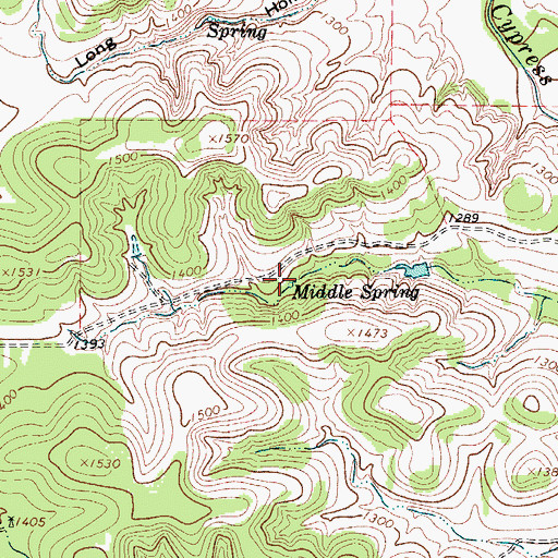 Topographic Map of Middle Spring, TX