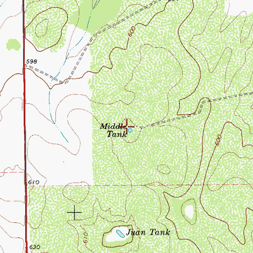 Topographic Map of Middle Tank, TX