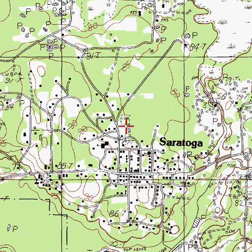 Topographic Map of Middle Town Cemetery, TX
