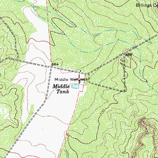 Topographic Map of Middle Well, TX