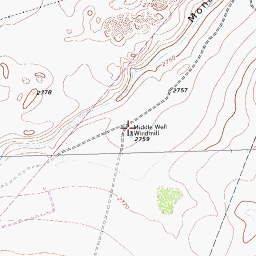 Topographic Map of Middle West Windmill, TX