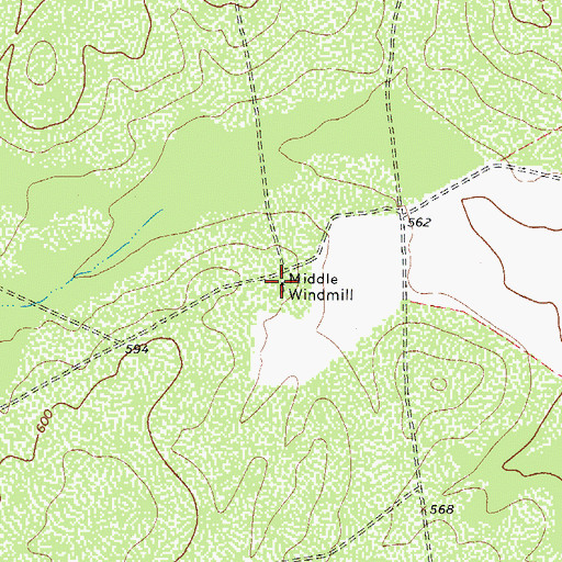 Topographic Map of Middle Windmill, TX
