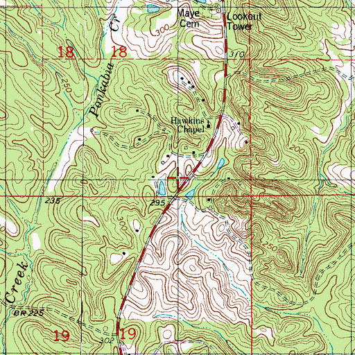 Topographic Map of Hawkins, AL
