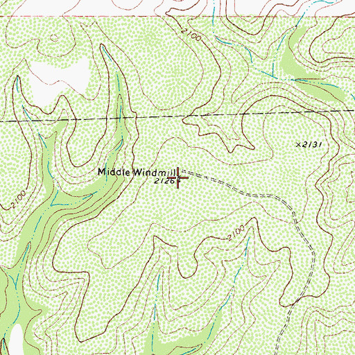 Topographic Map of Middle Windmill, TX