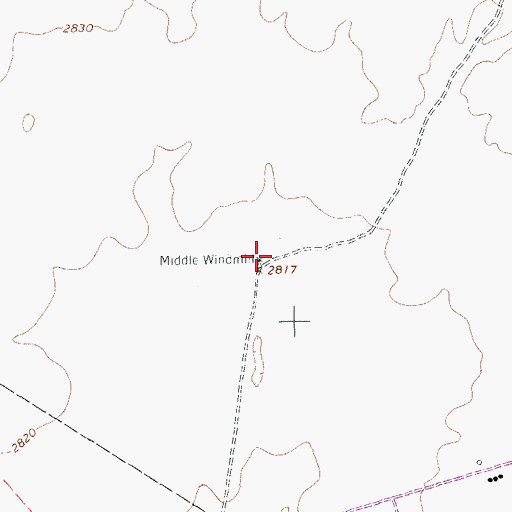 Topographic Map of Middle Windmill, TX