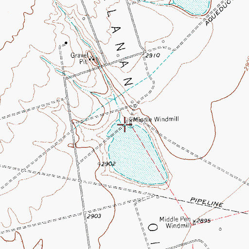 Topographic Map of Middle Windmill, TX