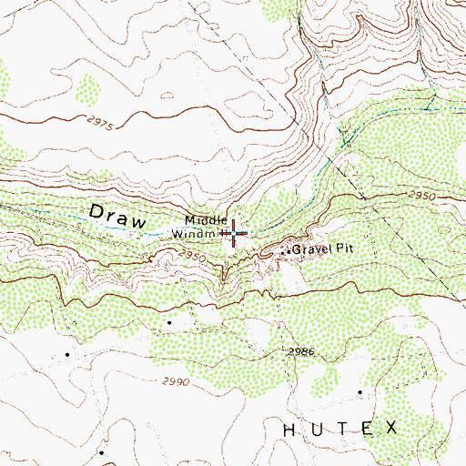 Topographic Map of Middle Windmill, TX